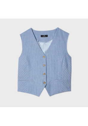 PS Paul Smith Women's Light Blue Pinstripe Waistcoat