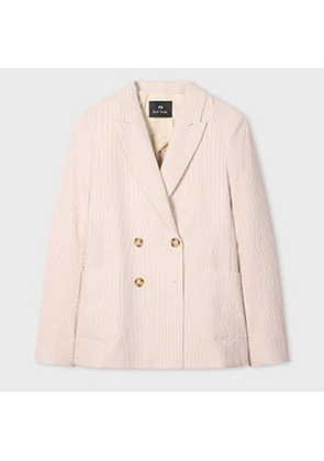 PS Paul Smith Women's Seersucker Cotton Stripe Blazer White