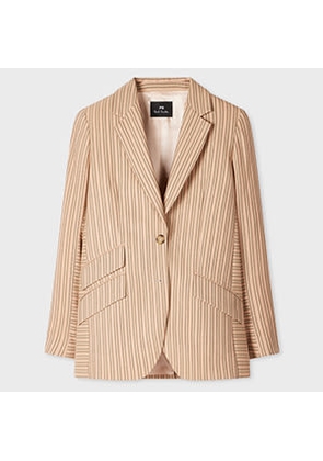 PS Paul Smith Women's Sand Brown Stripe Wool Blazer