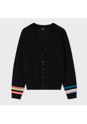 PS Paul Smith Women's Black Multi Colour Zig Zag Sleeve Cardigan