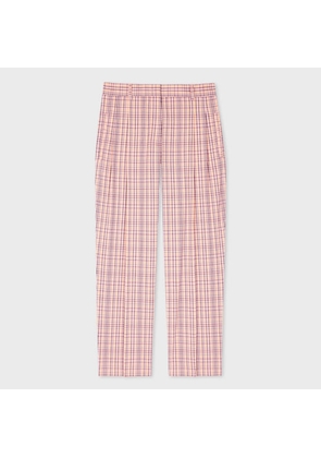 PS Paul Smith Women's Pink Check Cropped Trousers Red