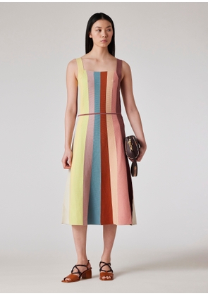 PS Paul Smith Women's Multicolour Knitted Cotton Stripe Dress