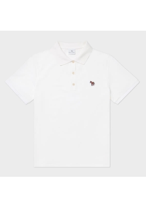 PS Paul Smith Women's White Zebra Logo Polo Shirt