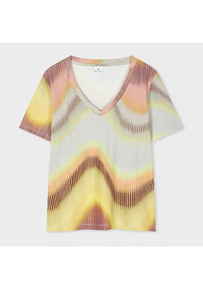 PS Paul Smith Women's 'Gradient Wave' V-Neck T-Shirt Multicolour