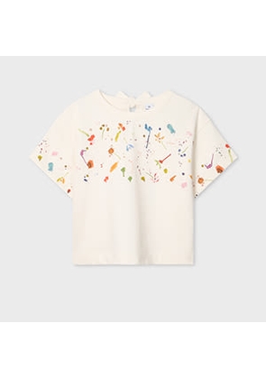 PS Paul Smith Women's 'Floating Flowers' Cotton T-Shirt White