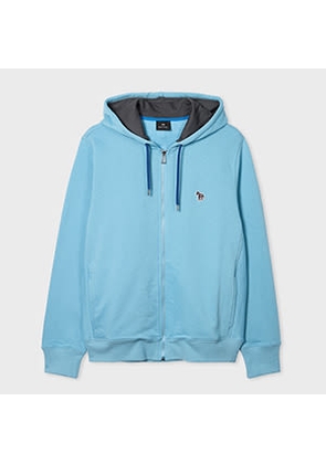 PS Paul Smith Sky Blue Cotton Zip-Front Zebra Logo Hoodie