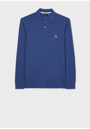 PS Paul Smith Indigo Blue Long-Sleeve Zebra Logo Polo Shirt