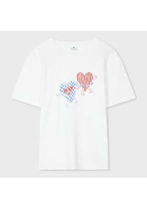 PS Paul Smith Women's White 'Cool Hearts' T-Shirt