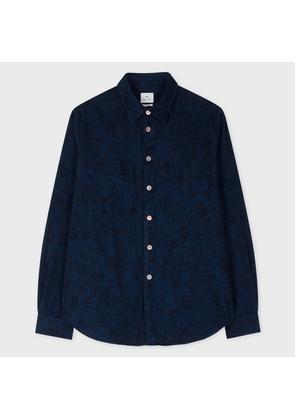 PS Paul Smith Navy Blue 'Le Soir' Print Corduroy Shirt