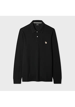 PS Paul Smith Black Long-Sleeve Zebra Logo Polo Shirt