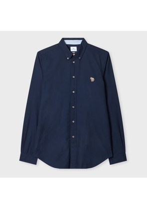 PS Paul Smith Tailored-Fit Navy Zebra Logo Cotton Shirt Blue
