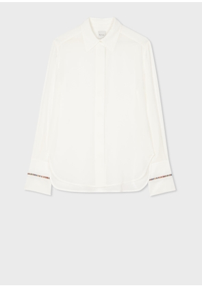 Paul Smith Women's White Silk 'Signature Stripe' Detail Shirt