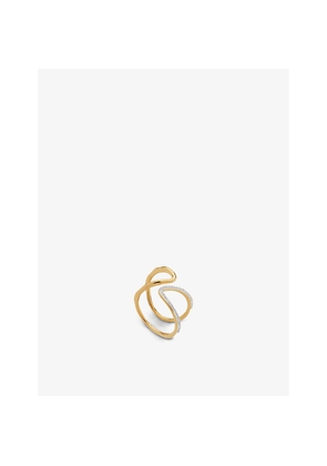 Womens Monica Vinader Riva 0.04ct Diamond and 18ct Yellow Gold-Plated Vermeil Sterling Silver Open Ring
