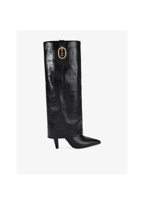 Womens Kurt Geiger London Fold-Over Tall Leather Knee-High Boots