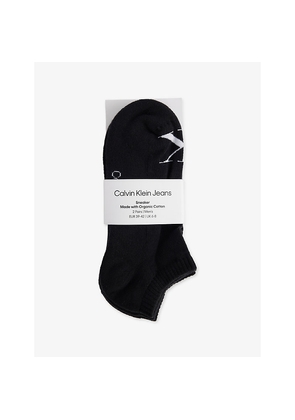 Mens Calvin Klein Monogram Stretch-Cotton Trainer Socks Pack Of Two