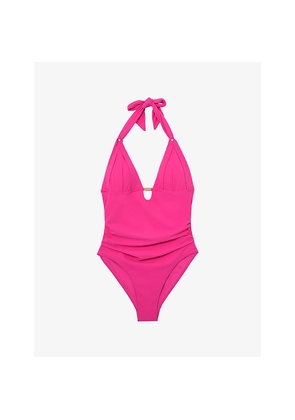 Womens Reiss Nadine Pleat-Detail Swimsuit