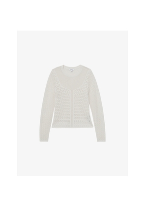 Womens Reiss Bella Pointelle-Detail Knitted Top