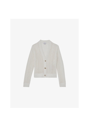 Womens Reiss Star Open-Knit Cotton-Blend Cardigan