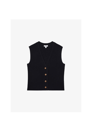 Womens Reiss Ria Herringbone-Textured Knitted Waistcoat