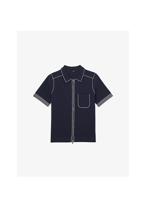 Mens Reiss Blake Stitch-Detail Stretch-Knit Shirt