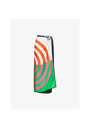 Womens Dries Van Noten Scarf Wrap Silk Midi Skirt