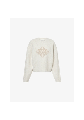 Womens The Couture Club Brand-Emblem Boxy-Fit Knitted Jumper