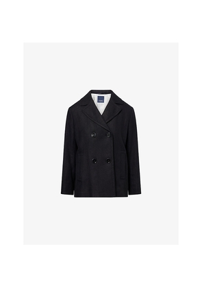 Womens Max Mara Double-Breasted Cotton-Linen Pea Coat