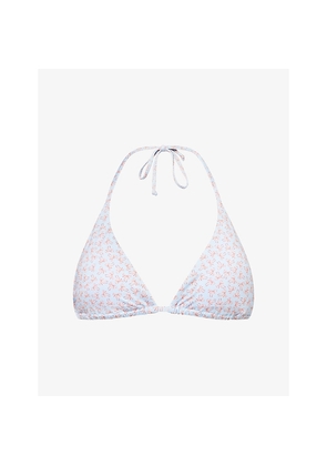Womens Gracejacob Bow-Print Triangle Bikini Top