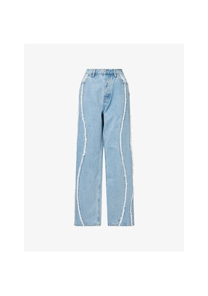 Mens Nahmias Ollie Stone-Wash Tapered-Leg Denim Jeans
