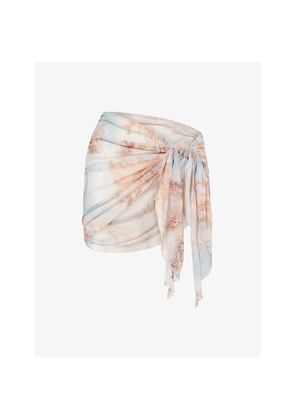 Womens Gracejacob Cloud Printed Mesh Sarong Skirt