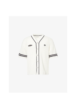 Mens The Couture Club Logo-Patch Crochet-Knit Cotton Baseball Shirt