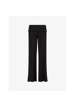 Womens We Are Tala 365 Rib Sculpting Lounge Fold-Waist Flared Stretch-Modal Trousers