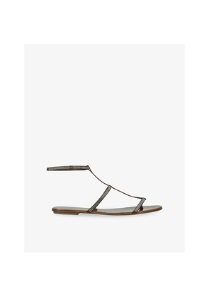 Womens Pedro Garcia Enola Embellished Flat Leather Sandals