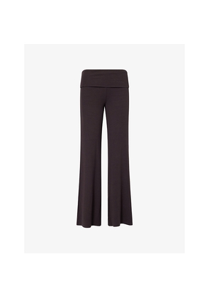 Womens We Are Tala 365 Rib Sculpting Lounge Fold-Waist Flared Stretch-Modal Trousers
