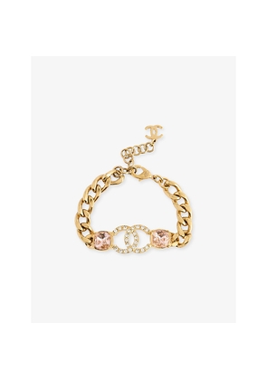 Womens Reselfridges Pre-Loved Chanel CC Gold-Plated Crystal-Embellished Bracelet
