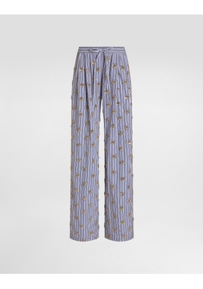 Dolce & Gabbana Poplin Trousers With Floral Embroidery - Woman Pants And Shorts Multi-colored 40