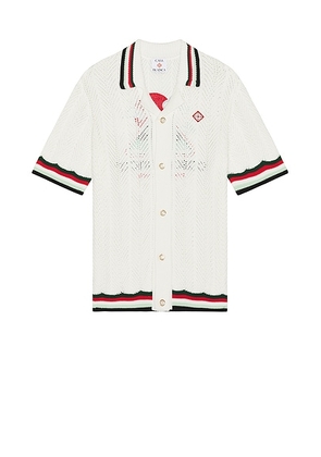 Casablanca Sporty Faux Crochet Shirt in Montagne Ondulee - White. Size L (also in ).