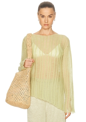 The Elder Statesman Nimbus Lola Pullover Sweater in Sage - Green. Size L (also in M, S).