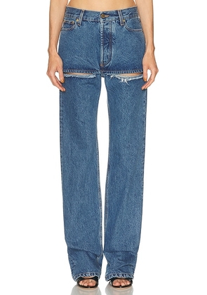 DARKPARK Naomi Cut Out Straight Leg in Blue Malibu - Blue. Size 25 (also in 27, 28, 29, 30).