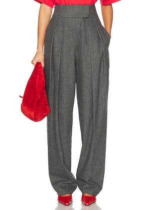 Helsa The Tweed High Waisted Pleated Trouser in Charcoal Melange - Charcoal. Size S (also in ).