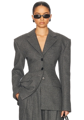 Helsa The Tweed S Curve Blazer in Charcoal Melange - Charcoal. Size XS (also in ).