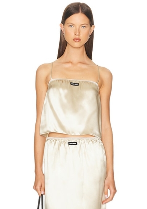 Miu Miu Satin Top in Deserto - Metallic Neutral. Size 38 (also in ).