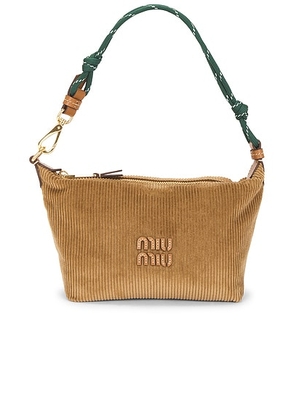 Miu Miu Velluto Righe Nastro Bag in Cannella & Verde - Brown. Size all.