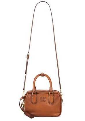 Miu Miu Arcadie Vitello Antic Bag in Cognac - Brown. Size all.