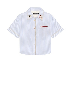 Kody Phillips Embellished Lasso Shirt in Blue Stripe - Baby Blue. Size L (also in S).