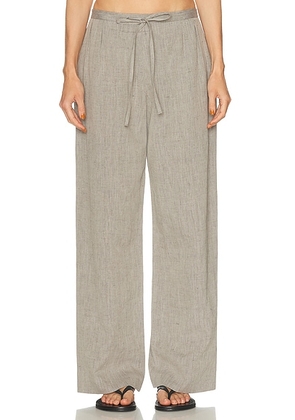 Loulou de Saison Clark Loose Fit Elastic Waist Pant in Grey Melange - Grey. Size 34 (also in 38, 40, 42).
