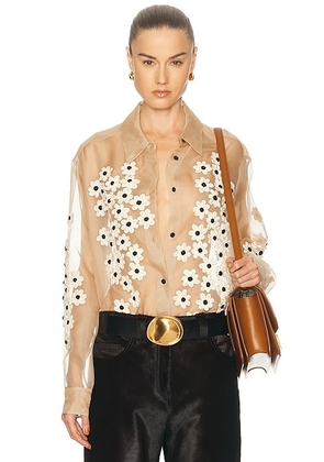 KHAITE Argo Top in Tea Stain Scatter - Nude. Size XS (also in ).