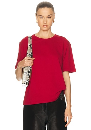 KHAITE Mae Short Sleeve Tee in Crimson - Red. Size M (also in XS, S).
