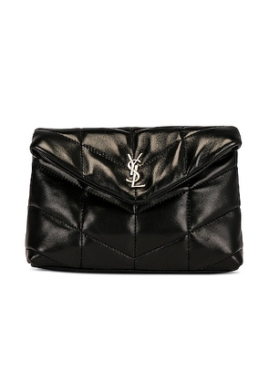 Saint Laurent Small Puffer Pouch in Nero - Black. Size all.