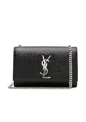 Saint Laurent Small Monogramme Kate Chain Bag in Black & Silver - Black. Size all.